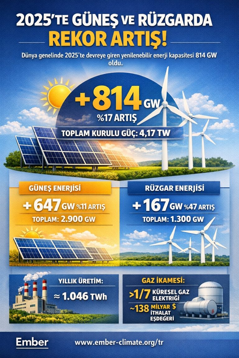 2025’te devreye giren güneş ve rüzgâr kapasitesi rekor kırdı