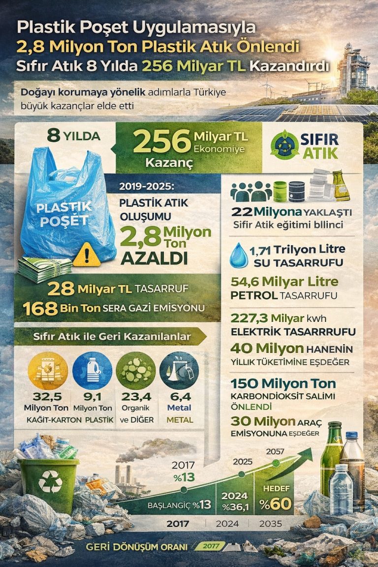 Plastik poşet uygulamasıyla 2,8 milyon ton plastik atık önlendi
